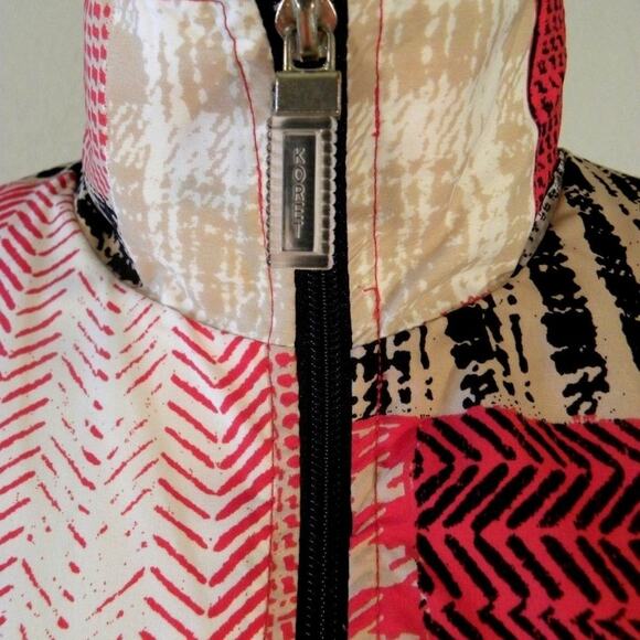 VTG Koret Sport Red Bomber Wind Breaker Jacket Women Size Medium Plaid Patchwork - Picture 5 of 7